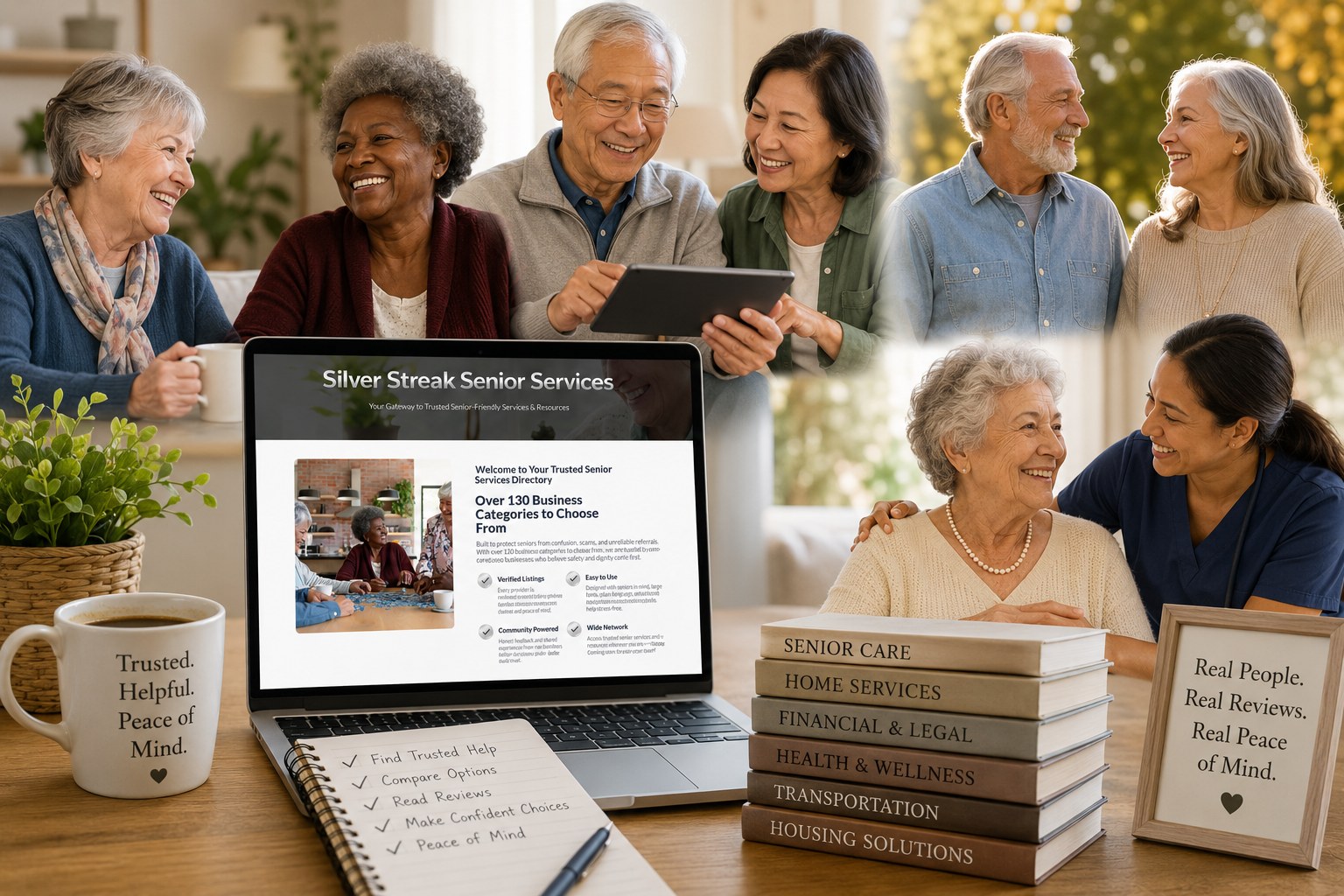 Silver Streak Senior Services — happy seniors, caregivers, and families using the trusted senior services directory across 170+ verified categories