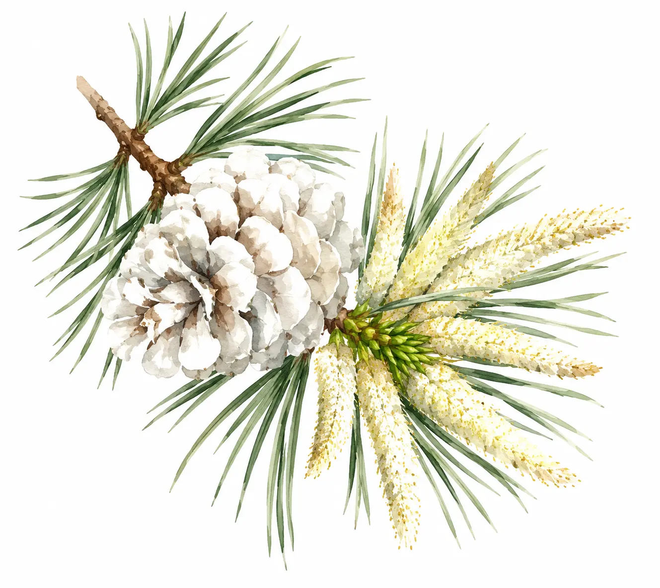 Maine state flower, White Pine Cone & Tassel